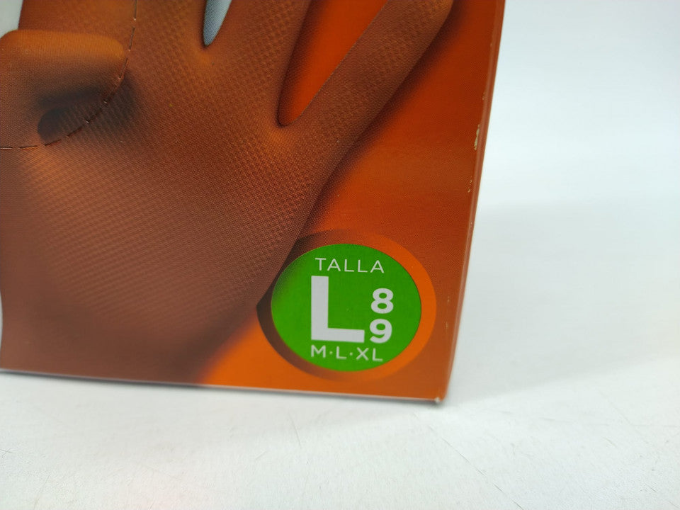 Luvas Nitrilo Diamantadas Laranja Tam. L