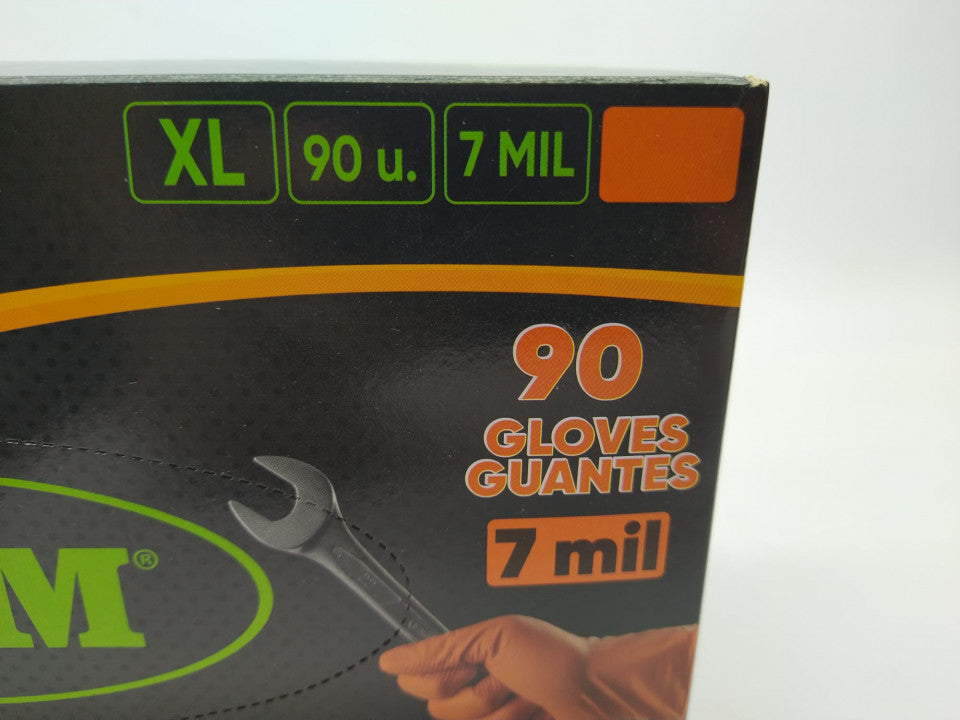 Luvas Nitrilo Diamantadas Laranja Tam. XL 90Un